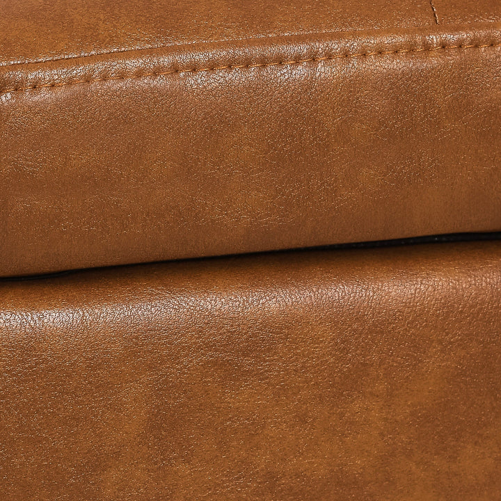 Square faux leather storage ottoman, footstool for home.