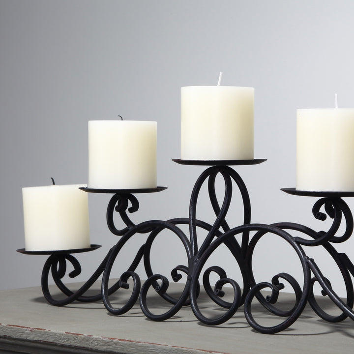 Iron tealight candle holder decor with 5 pillars.
